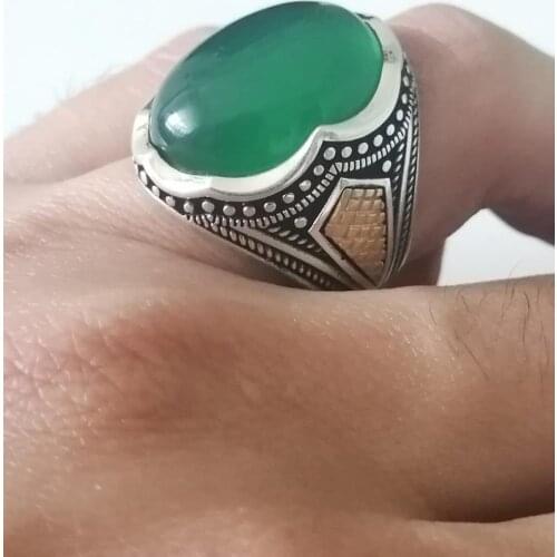 925 Sterling Silver Ring With Stone For Men For Women Green Emerald Gemstone Gift For Him Mens Rings Handmade - Turkish Jewelry