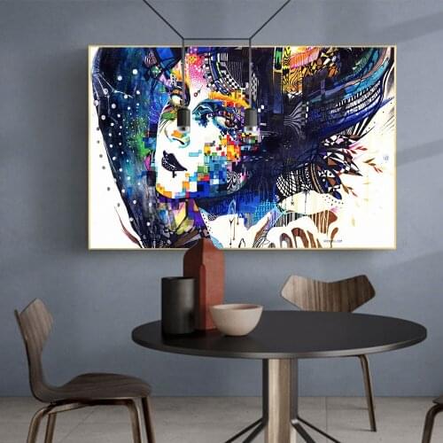AAHH Abstract Woman Color Face Canvas Painting Wall Art Abstract Picture for Living Room Art Poster Canvas Art Unframed