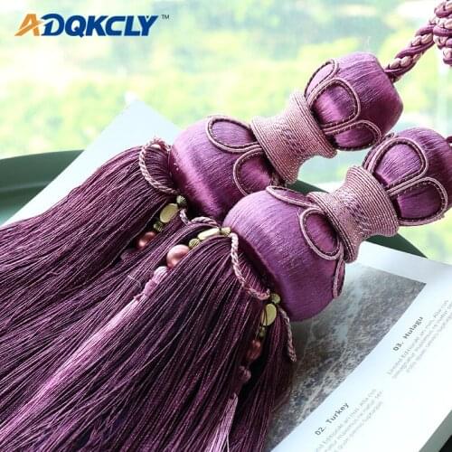 ADQKCLY Luxury Curtain Accessories Tiebacks Hanging Ball Tassels Curtain Clips Home Decoration Bangdage Belt Curtain Buckles