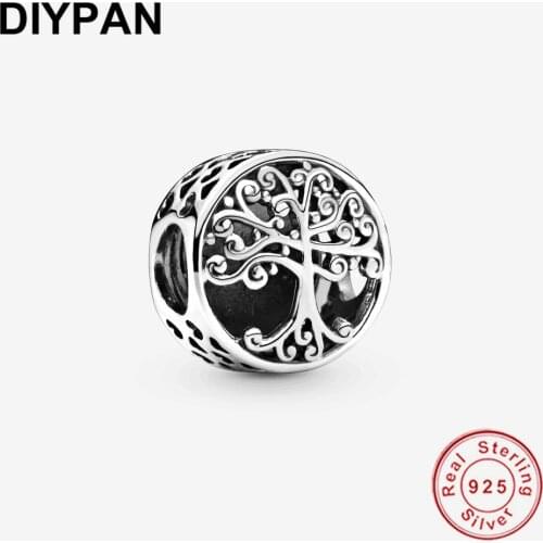 Openwork Family Roots Charm Fit Original Pandora Bracelet Charms 925 Sterling Silver Charm Pendant Bead Jewelry Berloque