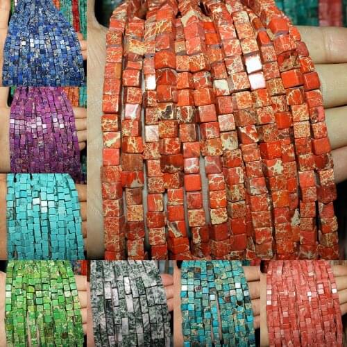 6x6mm Natural Semi-precious Stone Loose Beads Strand Square Shape 10 Colors High Quality DIY for Making Bracelet Necklace