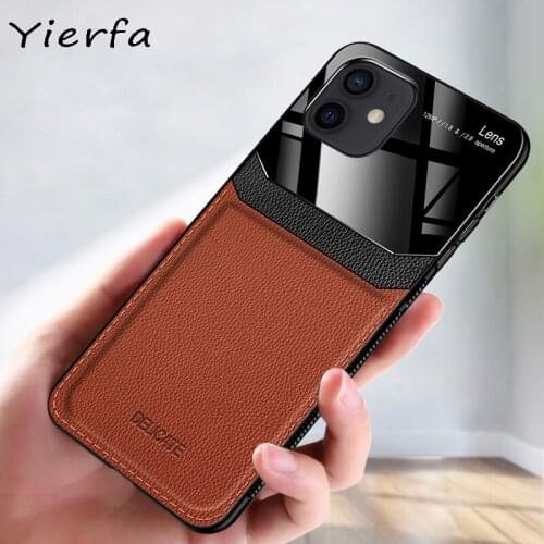 12 Mini Shell For Apple iPhone 12 Pro Max Case PU Leather Plexiglass Silicone Shockproof Bumper For iPhone 11 Pro MAX Back Cover