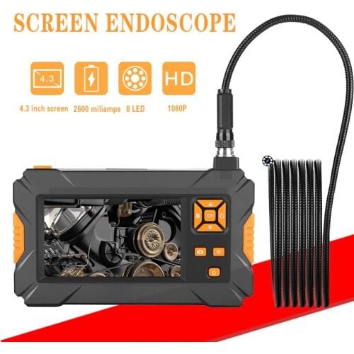 P30 8mm Inspection Endoscope camera HD1080P 4.3inch Screen IP67 Waterproof Industrial Borescope LED Lights 2600mAh Battery