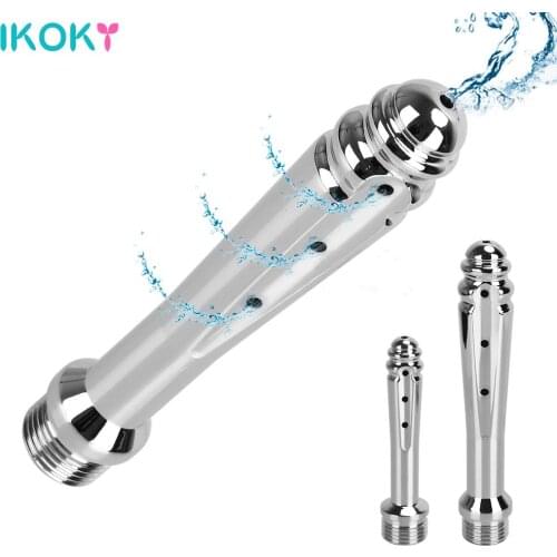 IKOKY 7 Holes Side Enema Cleaning Shower Opening Vaginal Wash Metal Colonic Douche Nozzle Anal Sex Toys for Man Woman