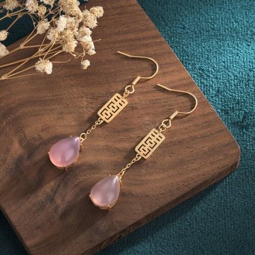 Chinese Fashion Retro Pink Drop Earrings for Women Vintage Palace Ethnic Animal Jewelry 2021 Trend Fashion Earrings Friends Gift