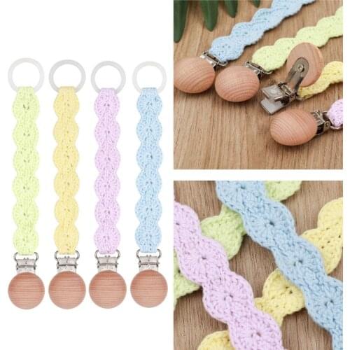 Crochet Pacifier Clip Baby Cotton Chain for Newborn Teething Soother Chew Dummy Handmade