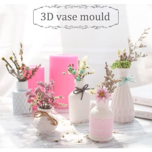 Mini Vase Silicone Molds Stereo DIY Gypsum Silicone Mold Home Decoration Pot Clay Crafts Plaster Molds