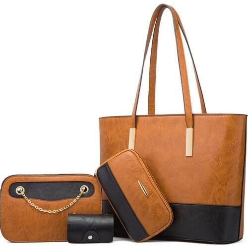 Fashion Ladies Crossbody Bags for Women 4 Pieces Set Large Capacity Women Pu Leather Handbags Tote Bags Shoulder Messenger Bag