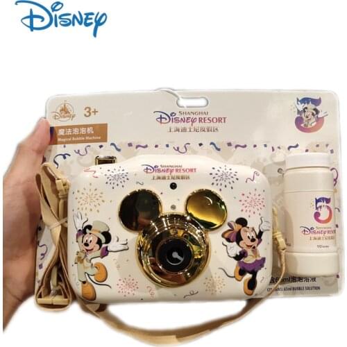 New Disney Genuine Girls Bubble Blower Machine Toys Mickey Minnie Mouse Cute Automatic Bubble Machine Children Outdoor Toys Gift