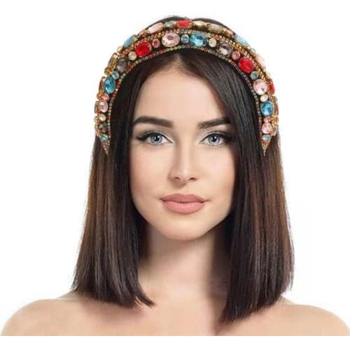 Diamond hair hoop wide-brimmed full color belt hole fashion headband ball