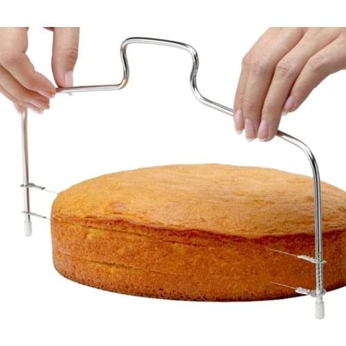 Adjustable Cake Slicer Stainless Steel Cake Layer Cutting Tool Thickness 2-Wire Dual-Layers Cake Cutter Kitchen Baking Accessory