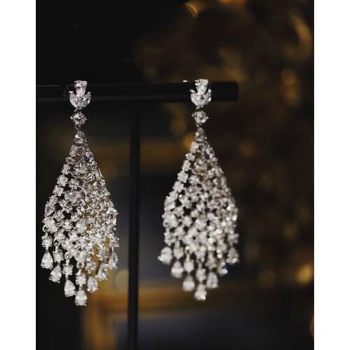 CZ Bridal Drop Earrings Leaf Style Water Drop Dangle Earring New Fashion Jewelry for Women Gift Wedding Ear Ornament