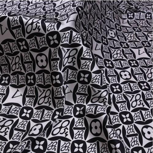 1 Meter X 1.4 Meter Numbers Printed Silk Elastic Satin Dress Fabric Shirt