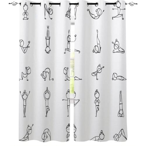 Yoga Villain Line Action Window Curtain Kids Home Decor Accessories Living Room Bedroom Kitchen Children Curtain