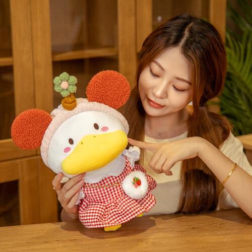 33cm Cute LaLafanfan Cafe Big Mouth Duck Plush Toy Stuffed Soft Kawaii White Goose Doll Animal Pillow Birthday Gift For Children
