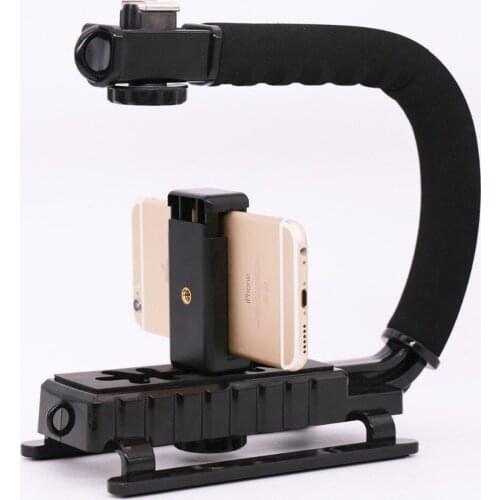 Video Action Stabilizing Handle Grip & Phone Tripod Mount for DSLR