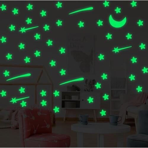 Luminous Star dot Wall Stickers Glow Dark Wallpaper Decals For Kids Baby Room Living Room Kitchen Home Decor 200/100pcs/set