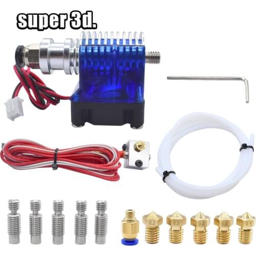V6 Bowden J-head Hotend all metal Kit 12V/24V 1.75m 4.1 throat heat break +5 throat +5 nozzle+1m ptfe tube for Remote Extruder