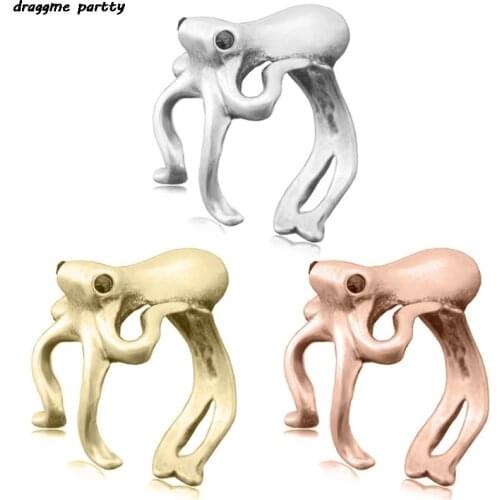 Vintage Crystal Eye Octopus Rings For Women Pastoral Style Hip Hop Adjustable Animal Finger Ring Anel Men Jewelry Party Gifts