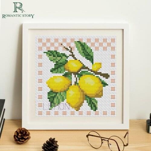 Embroidery,Paintings,Needlework,Cross stitch kits,fruit lemon,DIY Cross-stitch,thread embroidery,Romantic Story 2061