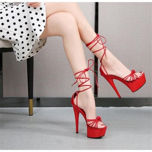 Candy Color Ladies European Summer Sandals 2021 Pointed Lace High Heels Ankle Party Ladies High Heels Sandals Summer