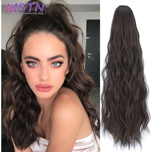 MSTN Ladies Synthetic Long Ponytail Water Ripple/Long Straight/Pear Flower Curled Ponytail In The Hair Brown And Black