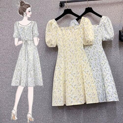 Kekeplus Store L-4XL Fashion Floral Print Elegant Ladies Slim Dress Womens Summer Short Sleeve Vintage Dresses Oversized 183021