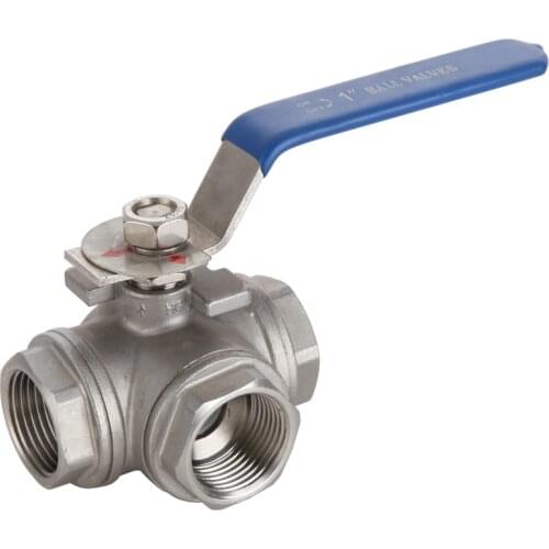 1/4" 3/8" 1/2" 3/4" 1" BSP Female Thread 304 Stainless Steel Three 3 Way T-Type Ball Valve Water Oil Gas