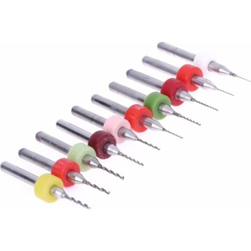 10pcs 0.6mm-1.5mm Import Carbide PCB Drill Bits Print Circuit Board Mini CNC Drilling Bit Set