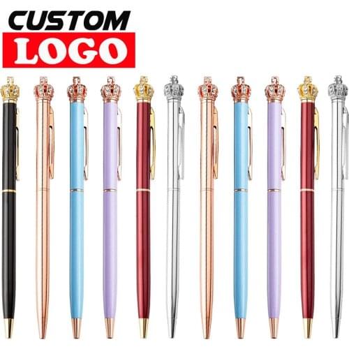 100pcs Creative Cute Kawaii Diamond Pen Golden Crown Ballpoint Pens Writing School Office Supplies Ballpoint Pens For Writing