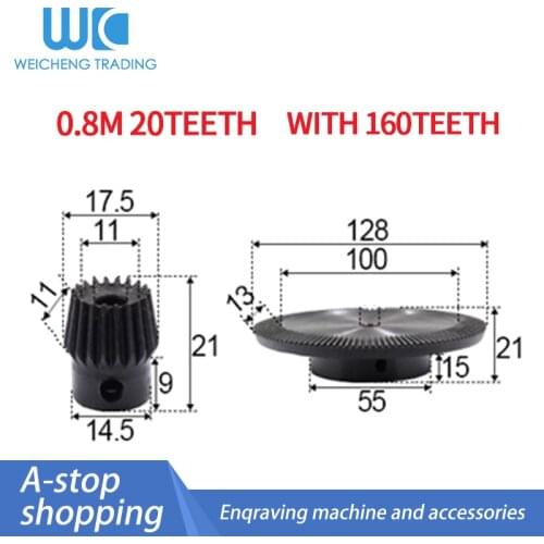 2pcs 1:2 Bevel Gear 0.8Modulus 20Teeth +160 teeth