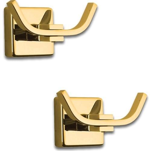 Csk Bathroom Çifli Robe Hanger 2 Pcs Stainless Brass Gold
