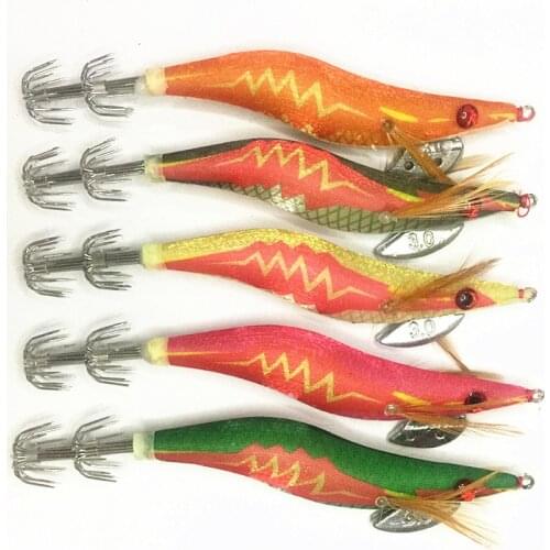 30Pcs 3.0# 3.5# Shrimp Fishing Lure Random Color Luminous Squid Jigs Fishing Baits Octopus Lures Squid Jigging Explosion Hook