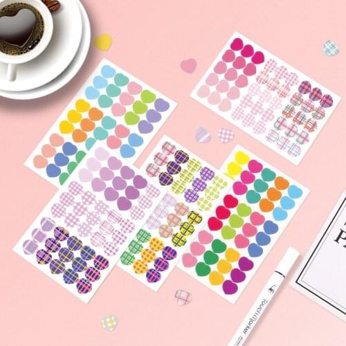 4sheets/Pack Hearts Shape Scrapbooking Paper Stickers Set Mark Label Seal DIY Diary Mobile Adhesive Craft Decoration Supplies