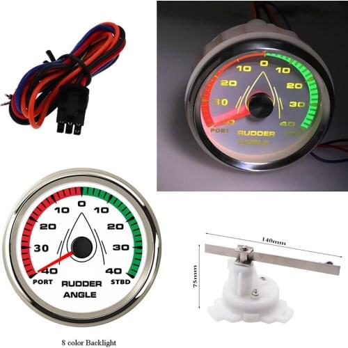85mm 8 Backlight Marine Boat Rudder Angle Indicator Gauge Meter 0-190ohm With Mating Rudder Sensor waterproof IP67
