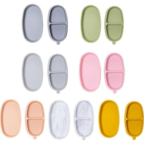 Baby Training Feeding Food Bowl with Lid Anti-slip Silicone Sucker Divided Plate Tray BPA-Free Dishes Tableware for Toddlers