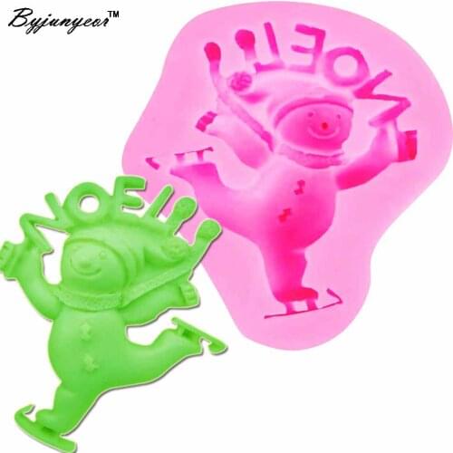 Byjunyeor Snowman UV Resin Silicone Mold Fondant Chocolate Candy Lollipop Crystal Epoxy Soft Clay Bake Tools m713