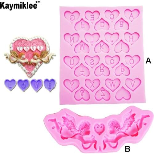 C260 Baby&Love Letter Cake Silicone Mold Birthday Fondant Cake Decorating Cookie Candy Chocolate Gumpaste Mould Tool 2PCS/SET