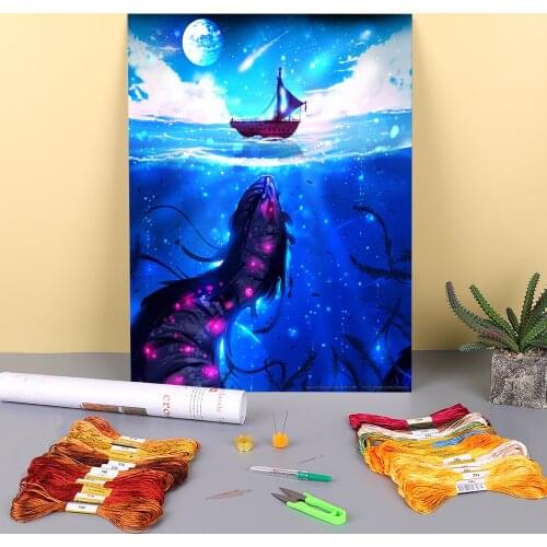 Scenery The Monster Printed 11CT Cross Stitch Complete Kit Embroidery DMC Threads Handicraft Handmade Hobby Mulina