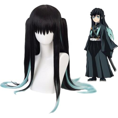 Demon Slayer Tokitou Muichirou Ponytails Long Wig Cosplay Costume Heat Resistant Synthetic Hair Kimetsu no Yaiba Men Women Wigs