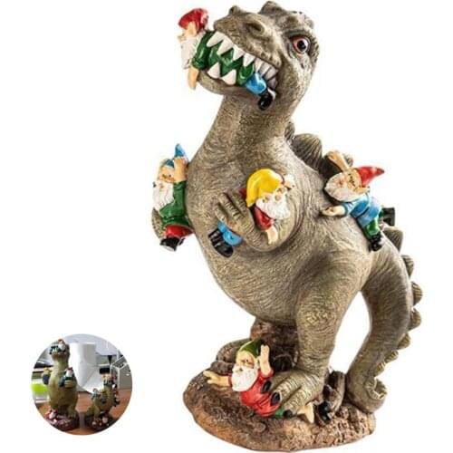 Dinosaurs Dwarfs Statue Garden Ornament Art Resin Craft Desktop Sculptures Decoration For Home Garden Office