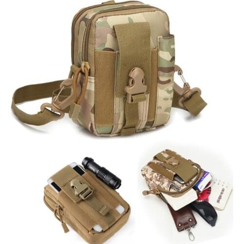 Men Tactical Molle Pouch EDC Belt Waist Pack Bag Phone Pouch Small Pocket Military Camping Utility Tool Bag with Shoulder Strap