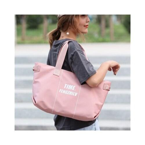 New short-distance travel bag mens and womens handbag waterproof fitness folding Oxford cloth duffel bag letter shoulder bag