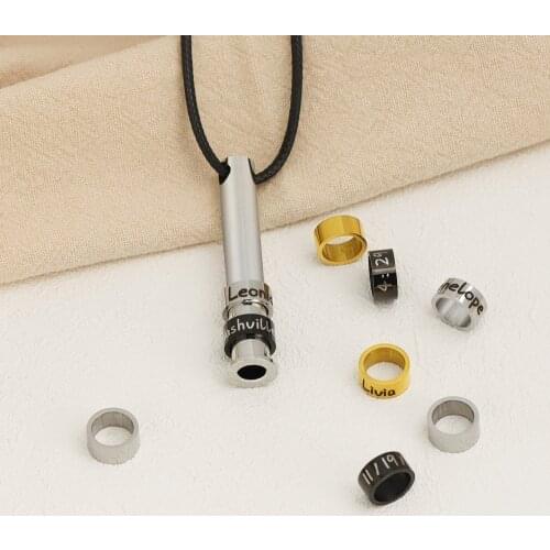 Personalized Necklace for Dad Man with Name Beads Stainless Steel Jewelry Custom Family Name Necklace Fathers Day Gift 50+5cm