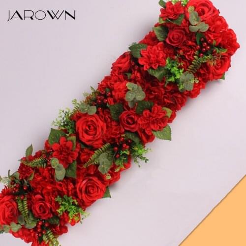 JAROWN 1M Wedding Road Lead Flowers Artificial Flower Row Arch Flower Room Decor Home Party Reception Area Flower Wall Decor