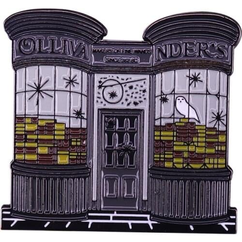 Classic Movie Instreet Ollivanders Cosplay Brooch Pins Enamel Metal Badges Lapel Pin Brooches Fashion Jewelry Accessories
