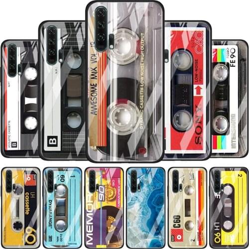 Classical Old Cassette for Honor 30 20 10 9X Pro Plus Lite 8X Huawei Y8P Y6P Y5P Y9 Y7 Y6 2019 Tempered Glass Phone Case