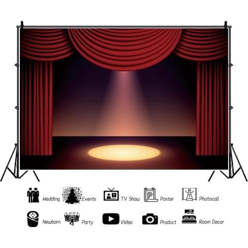 Red Performance Stage Lighting Painting Backdrops Photos Background Decors for Award Ceremony Portrait Photography Props