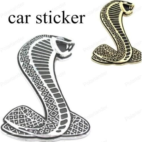 Cool creative 3D Metal Chrome Sticker Car Grille turning logo Cobra emblem for all cars for Ford Shelby Mustang carros