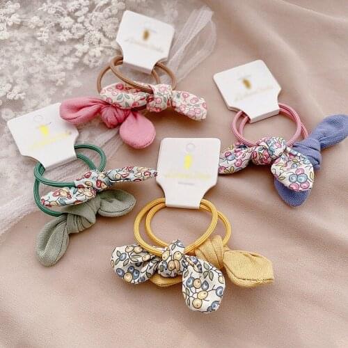Summer Girls Korean Version Fresh Little Flower Rabbit Ear Hairband Children Fashion Girls Elastic Hair Bands